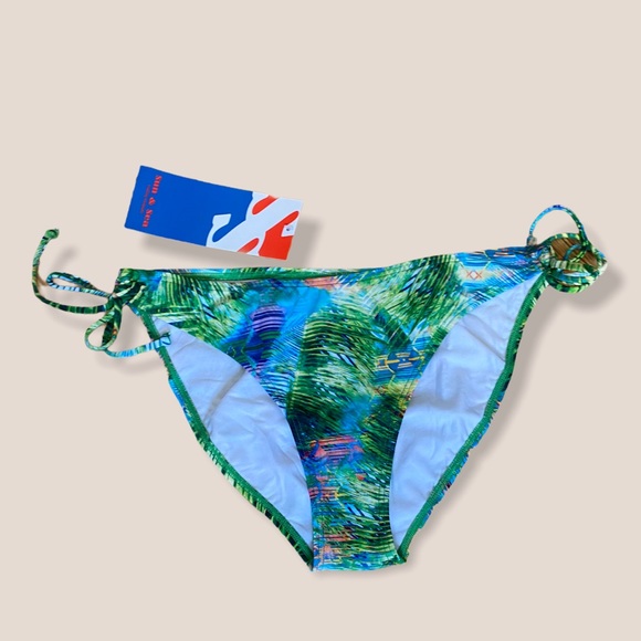 Green Floral Side-Tie Bikini Bottoms - Picture 4 of 8